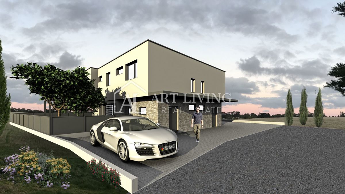 UMAG - MODERNA DVOJNA HIŠA Z BAZENOM – NOVOGRADNJA LE 300 M OD MORJA