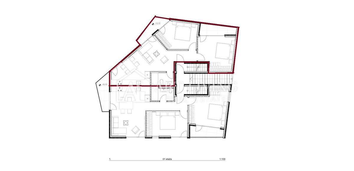 Poreč, okolica - moderna novogradnja, dvosobno stanovanje z veliko strešno teraso velikosti 52 m2