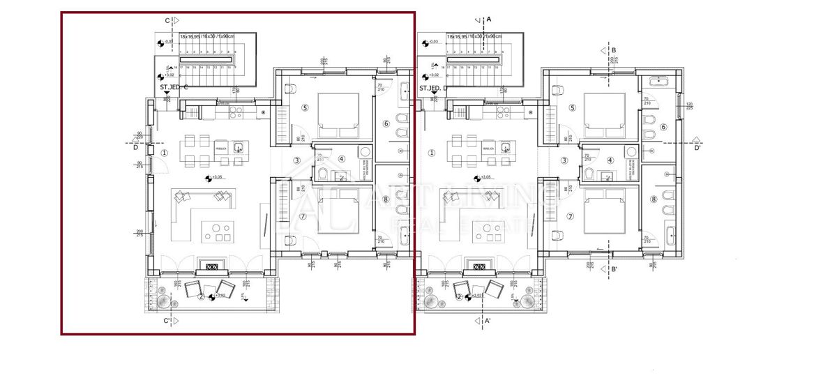Okolica Poreča – Luksuzno dvosobno stanovanje v 1. nadstropju na mirni in lepi lokaciji