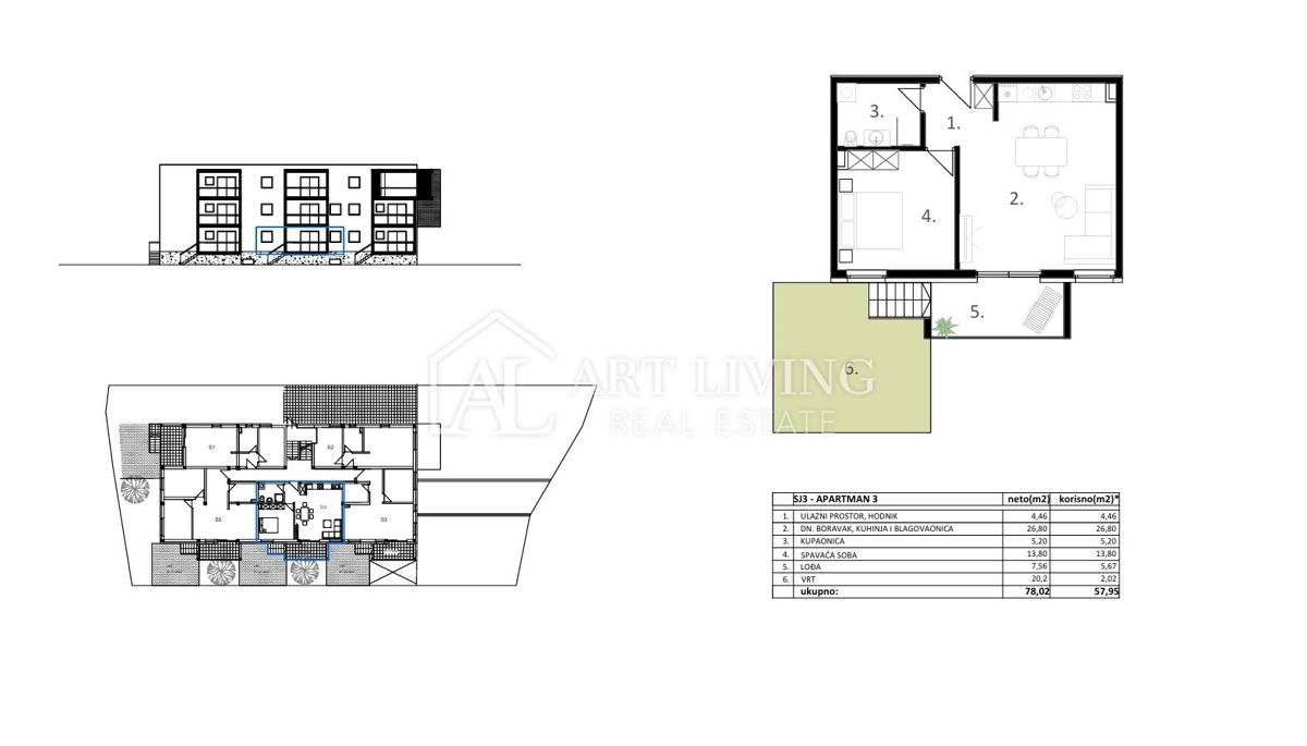 Vodice – moderno stanovanje s teraso in vrtom na odlični lokaciji