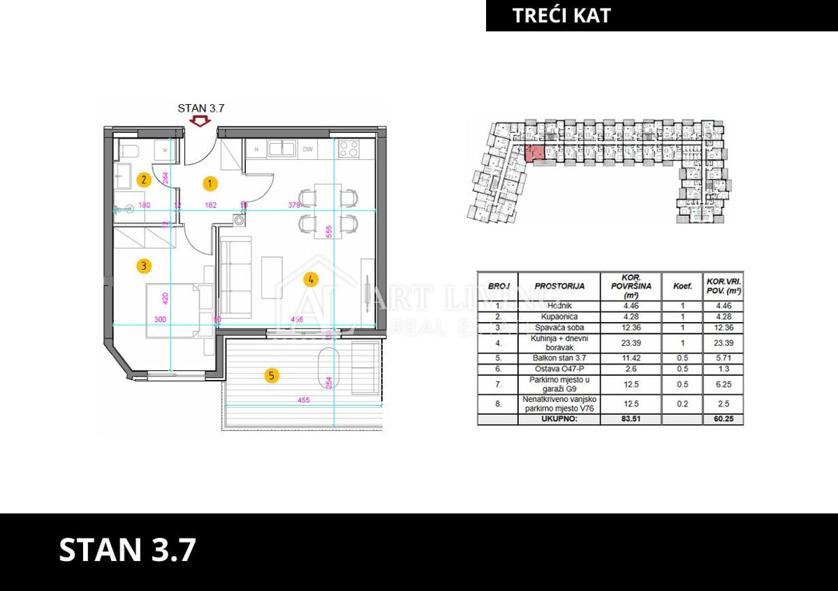 Istra, Umag - moderno enosobno stanovanje v 3. nadstropju - NOVOGRADNJA