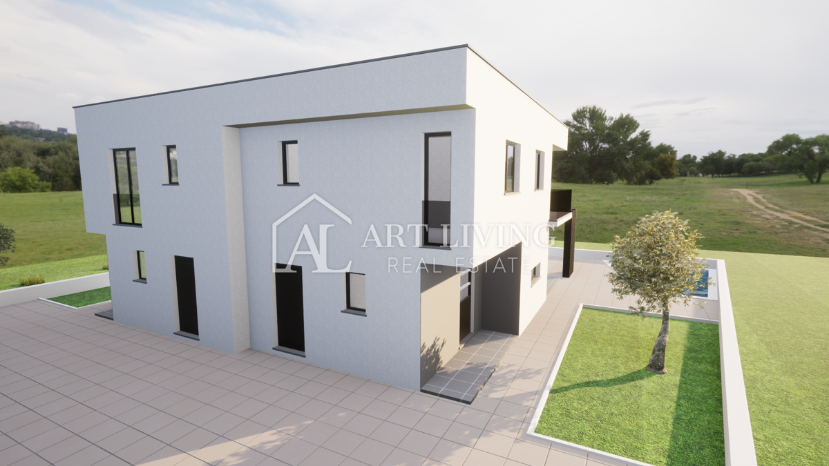 Umag - okolica, Moderna vila dvojček z bazenom 3,5 km od morja in mesta