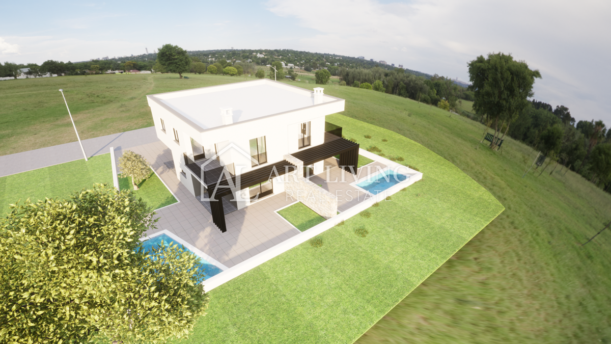 Umag - okolica, Moderna vila dvojček z bazenom 3,5 km od morja in mesta