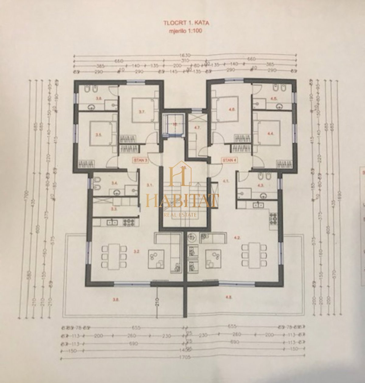 Istra, okolica Fažane, apartma 110m2, 2 spalnici, terasa, 200m od morja, pogled na morje