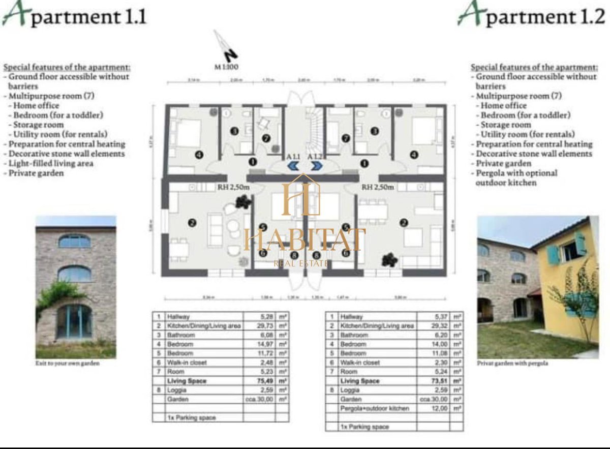 Istra, Buje, Bibali, stanovanje 76m2, 2s+kp