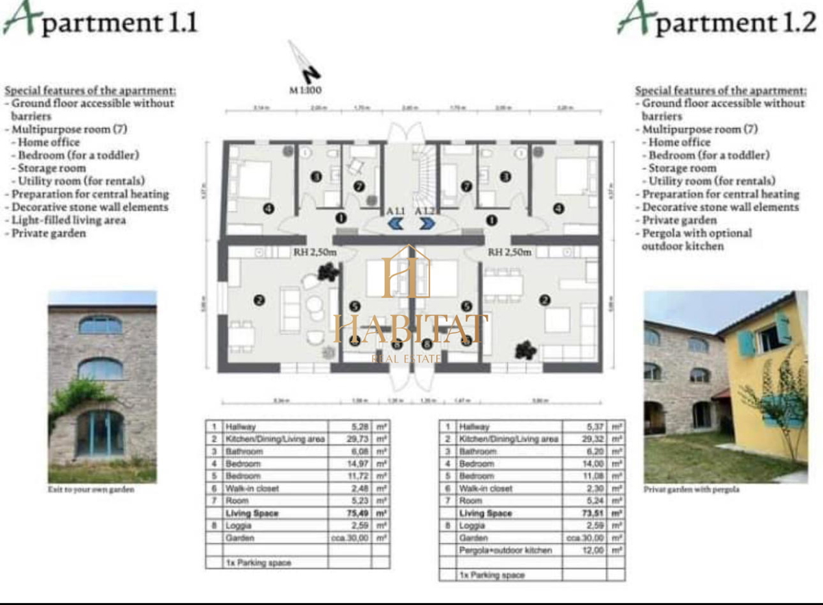 Istra, Buje, stanovanje 62m2, 1s+db, pogled na morje