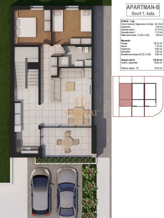 ISTRA, ZAMBRATIJA, DVOETAŽNO ŠTIRISOBNO STANOVANJE 175m2, NOVOGRADNJA