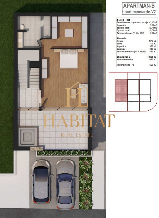 ISTRA, ZAMBRATIJA, DVOETAŽNO ŠTIRISOBNO STANOVANJE 175m2, NOVOGRADNJA