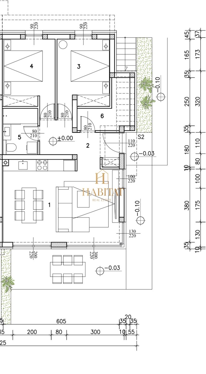 Istra, Zambratija, apartma 60m2, moderna novogradnja, 300m od morja, vrt 85m2