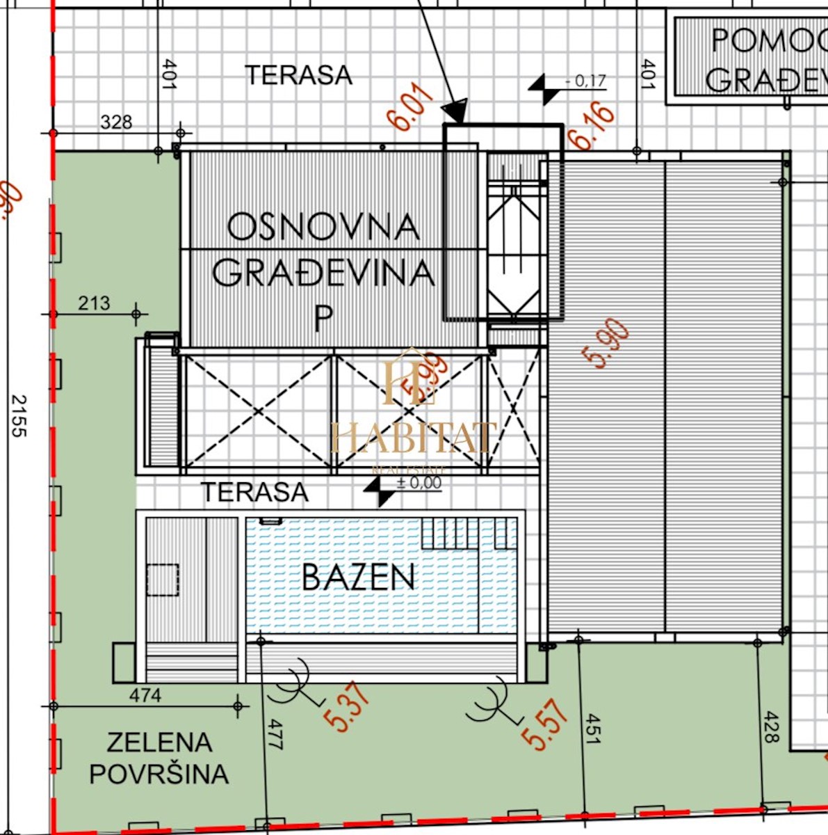 Istra, Umag, Lovrečica, zazidljivo zemljišče 585m2 ob morju, manjši obstoječi legaliziran objekt, projekt za družinsko hišo, odprt pogled na morje