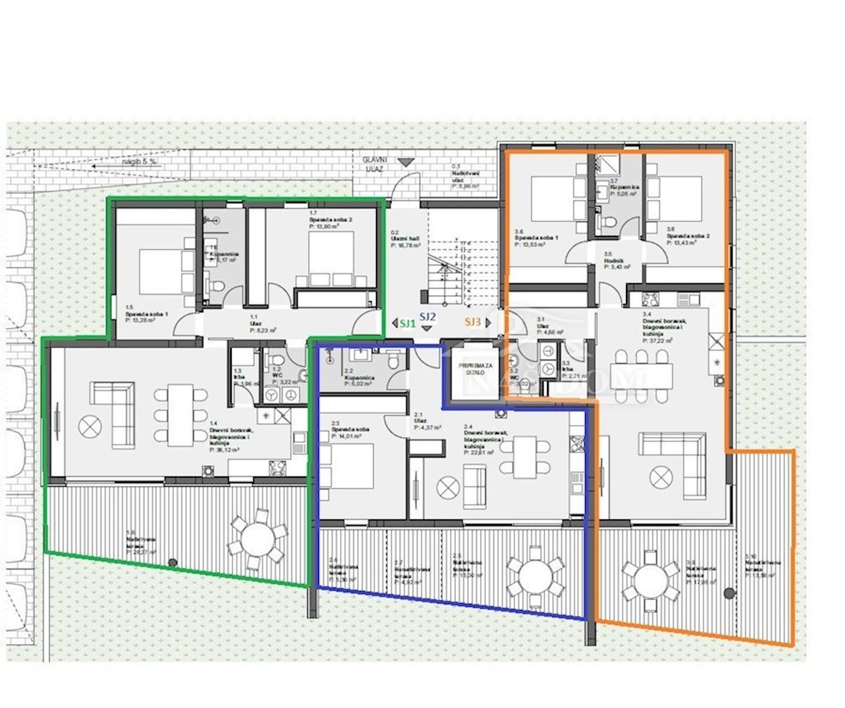 Tribunj, novogradnja, apartma z vrtom in pogledom na morje