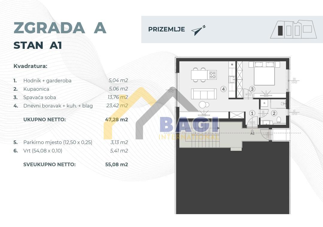Prodaja Fažana-Valbandon Novozgrajeno stanovanje z vrtom A1