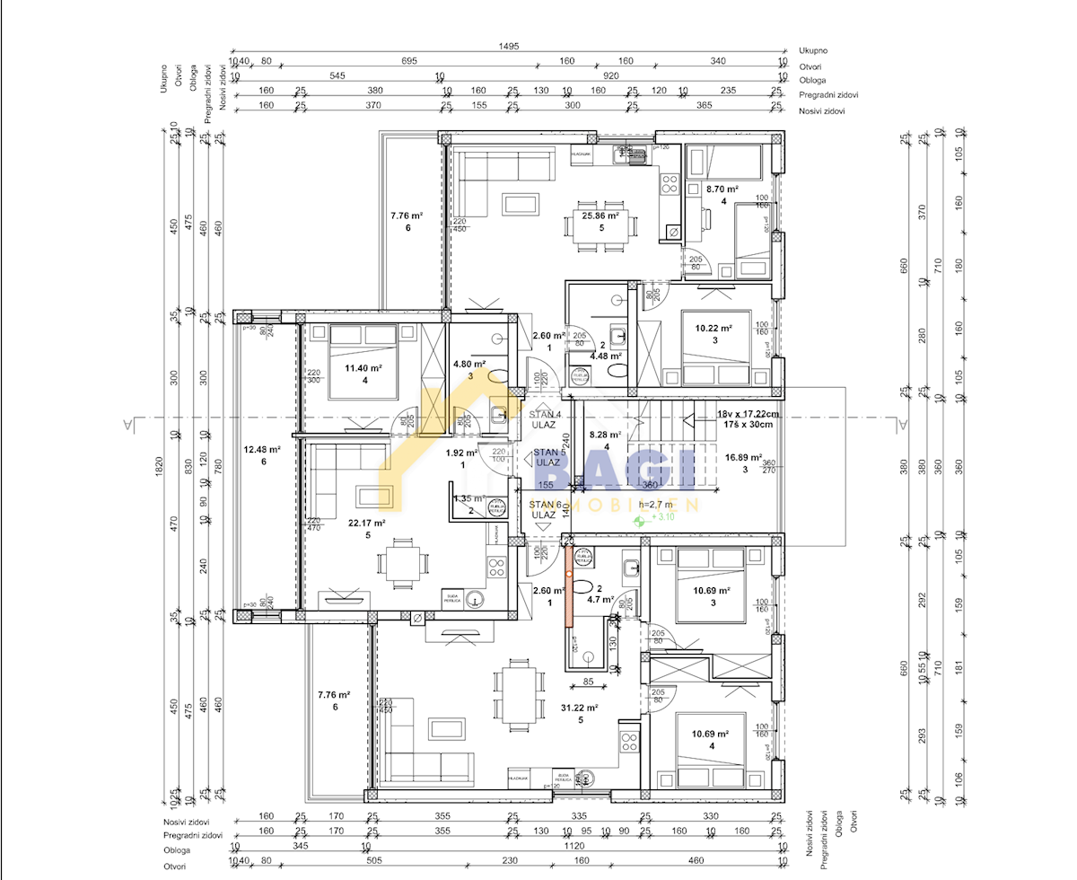 Žminj-novogradnja 55,74 m2-pritličje-vrt