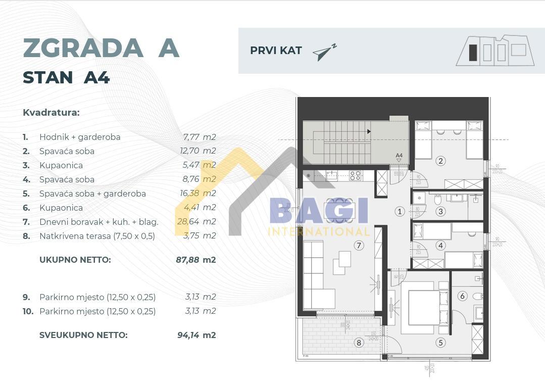 Prodamo Fažana-Valbandon Novogradnja A4-Apartma 87.88m2