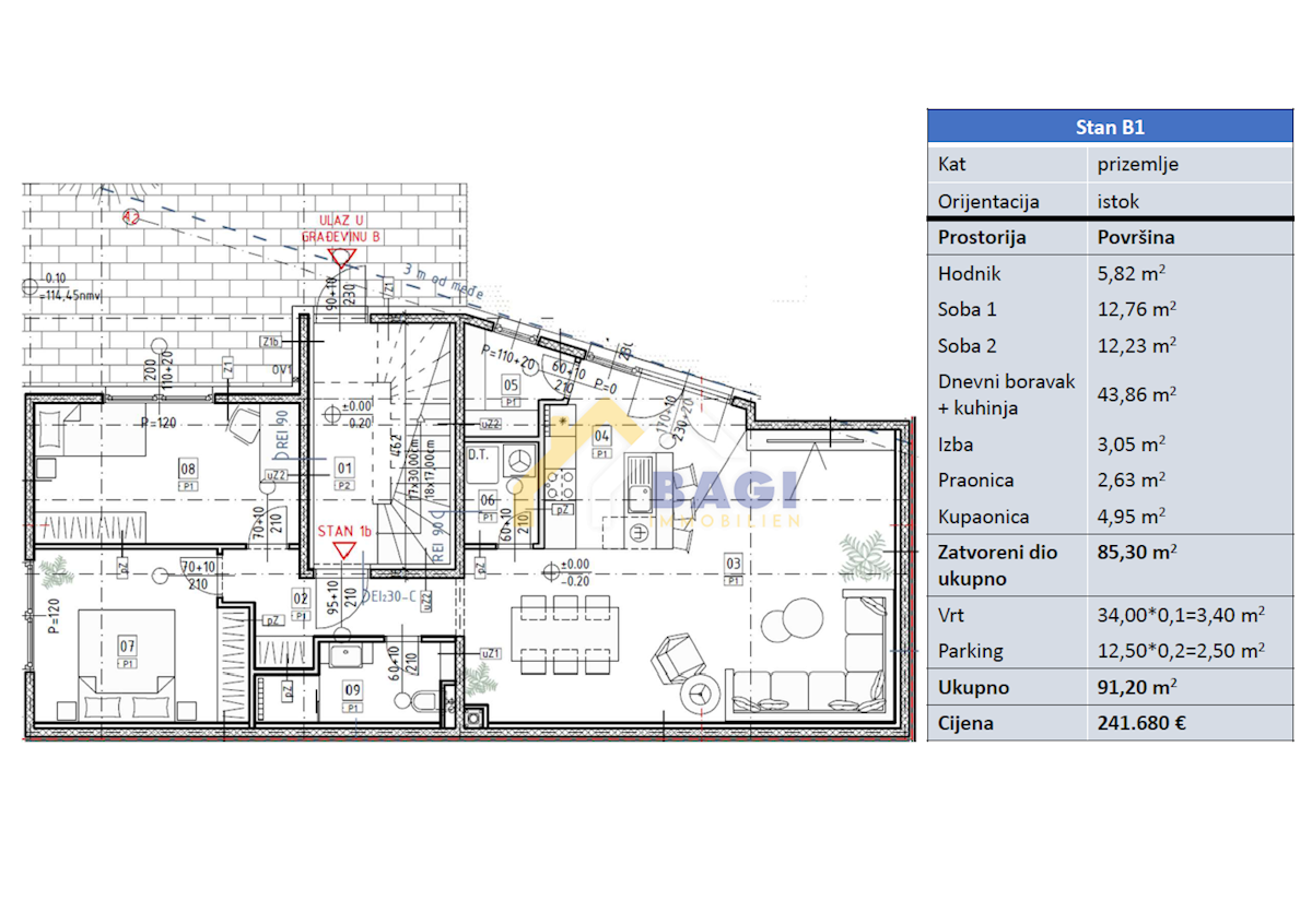 Apartmaj Središće, Novi Zagreb - Istok, 91,20m2