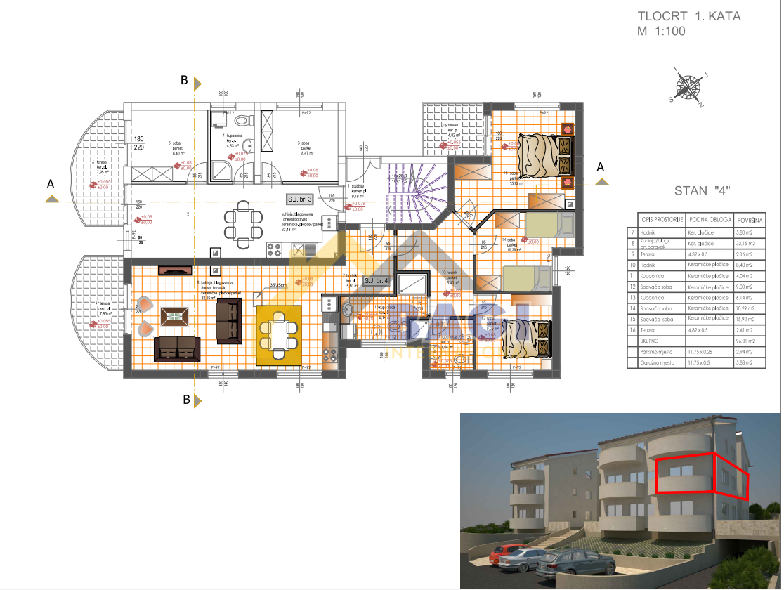 Apartmaj Ljubač, Ražanac, 91,74m2