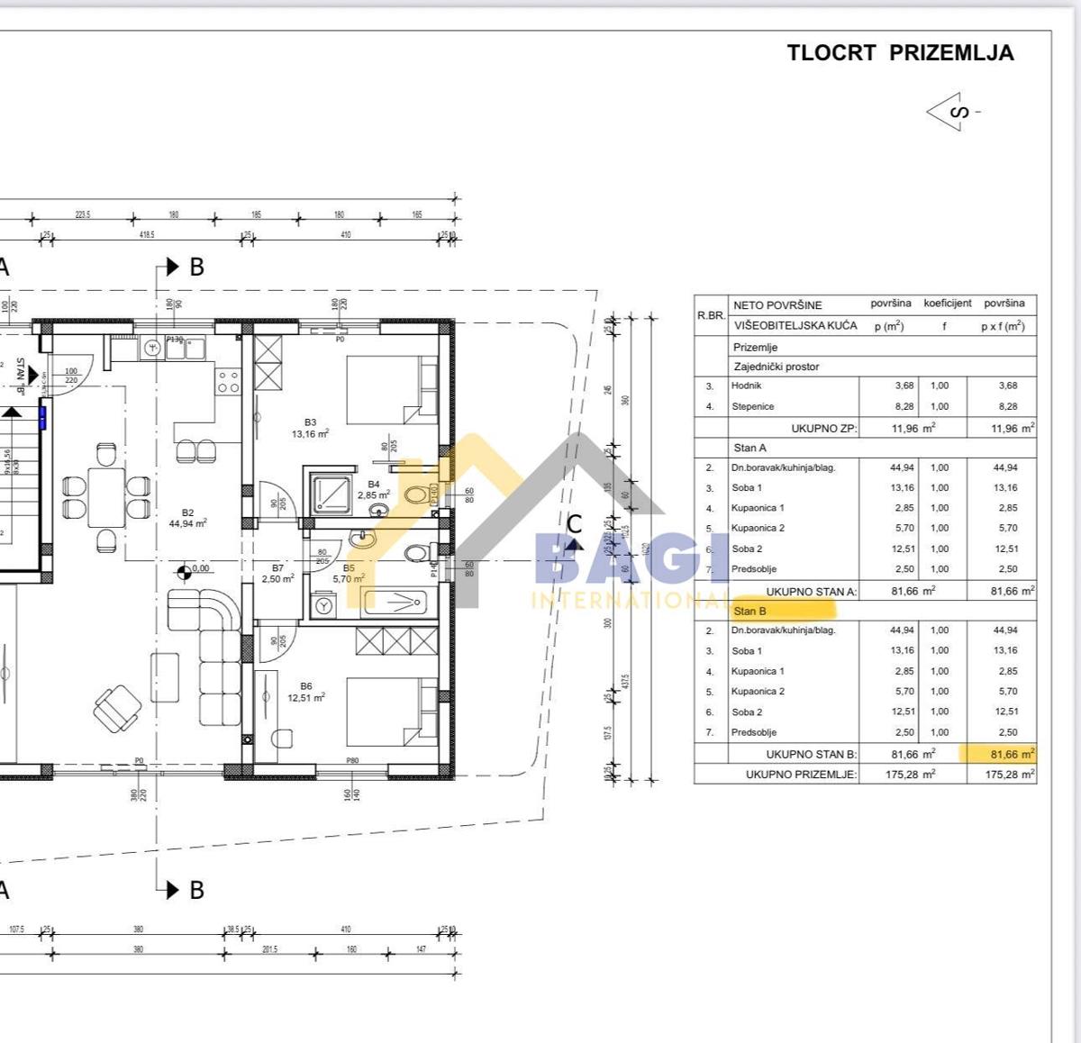 ROVINJ APARTMA 500M OD MORJA - 81,66m2 - vrt 58m2 - PARKIRIŠČE