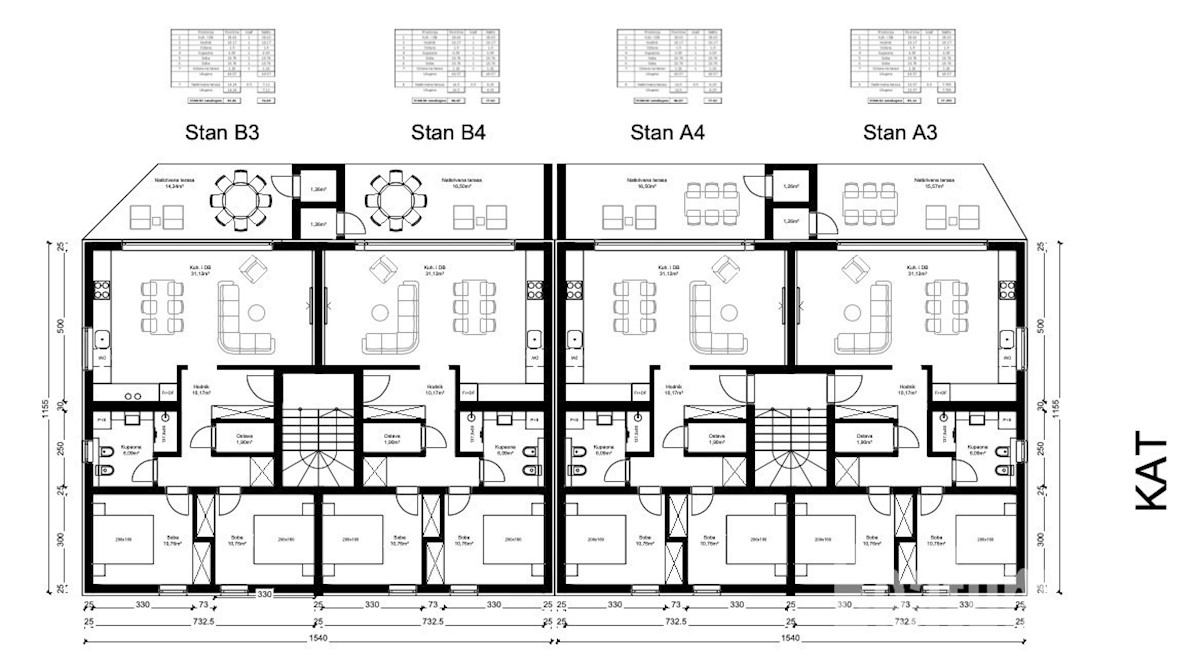 Apartma A3 v prvem nadstropju, novogradnja
