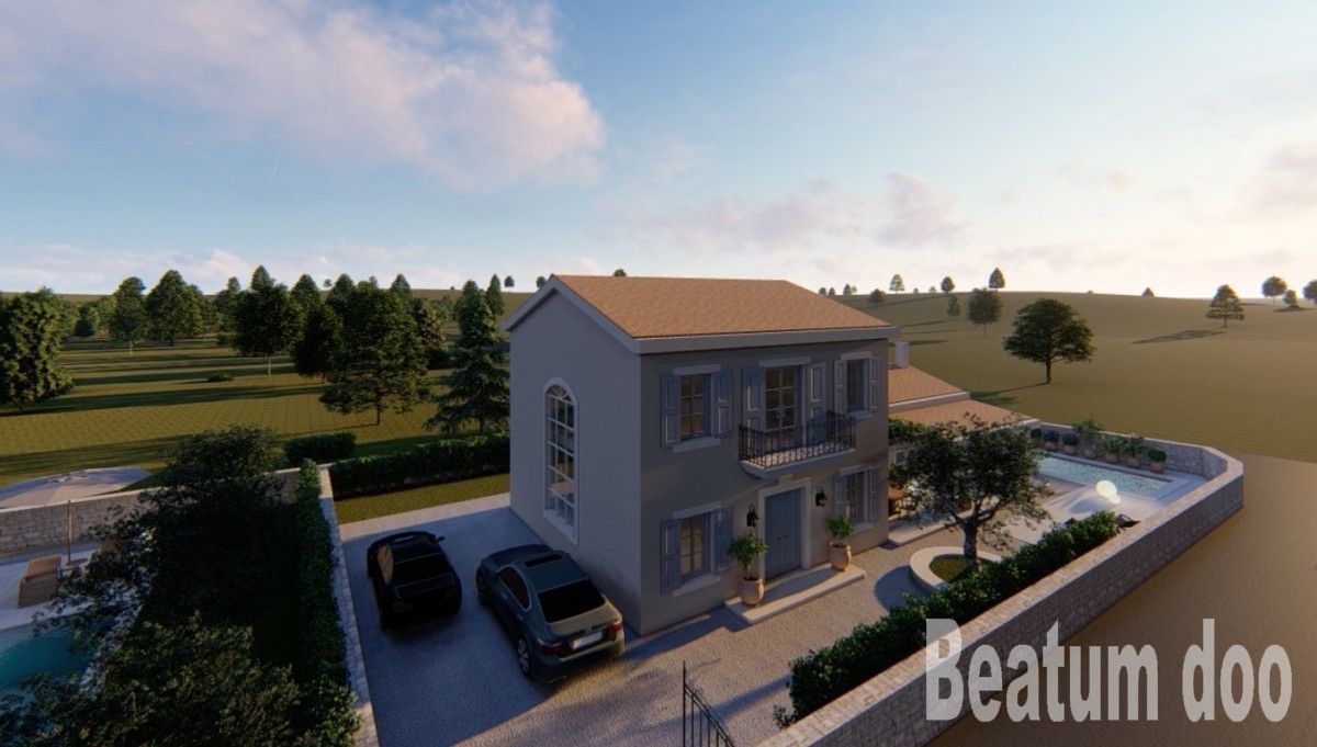 Vila z bazenom, z gradbenim dovoljenjem in projektom, pripravljena za gradnjo, 600 m od morja