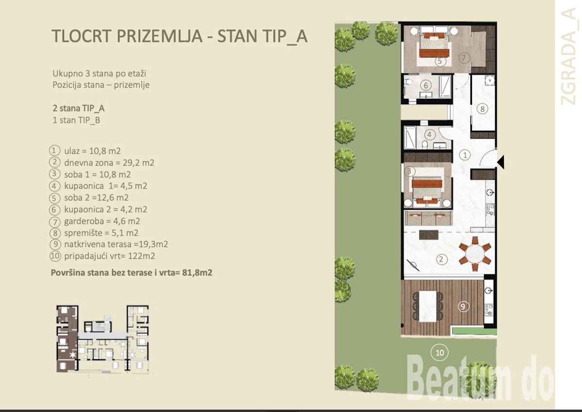 Stanovanje tip A v pritličju z oznako L, novogradnja, Novigrad