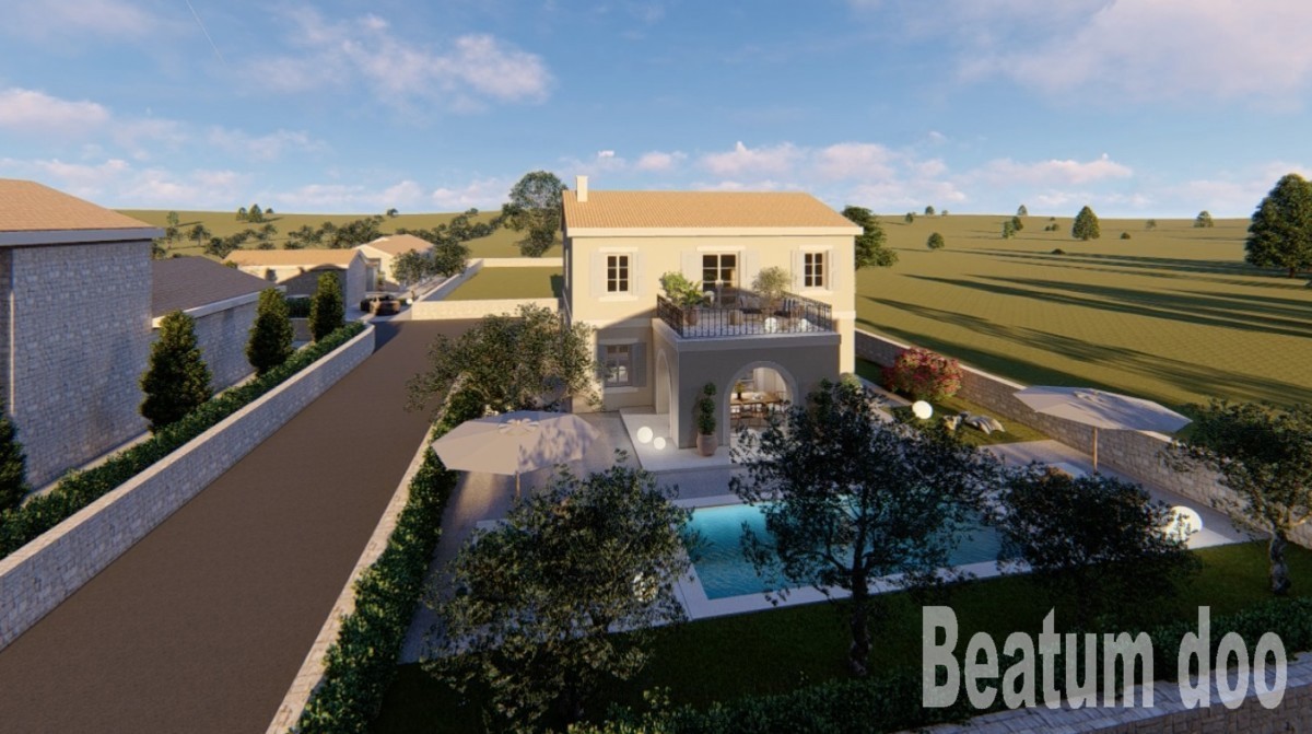Vila z bazenom, popolnoma opremljena, 600 m od morja