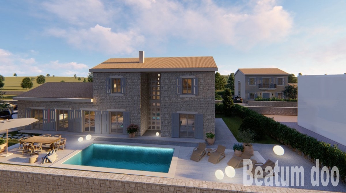 Vila z bazenom, popolnoma opremljena, 600 m od morja