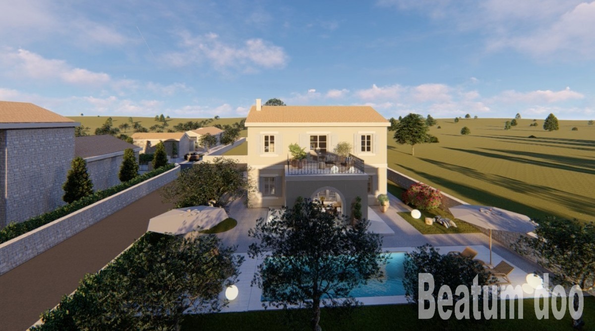 Vila z bazenom, popolnoma opremljena, 600 m od morja