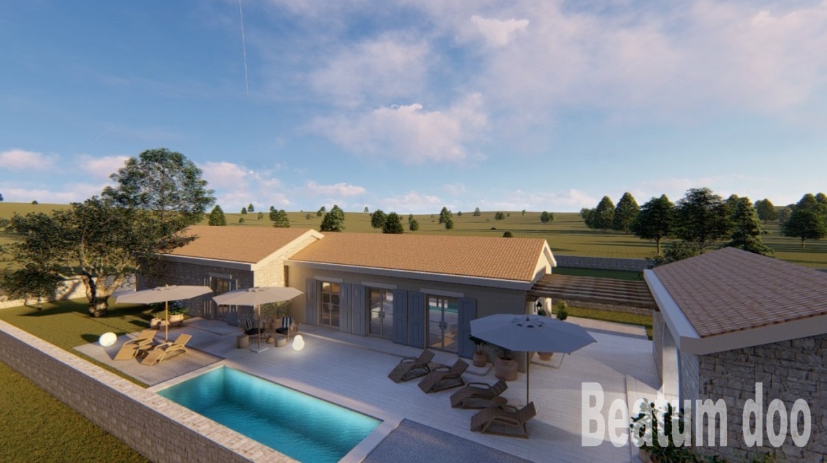 Vila z bazenom, popolnoma opremljena, 600 m od morja