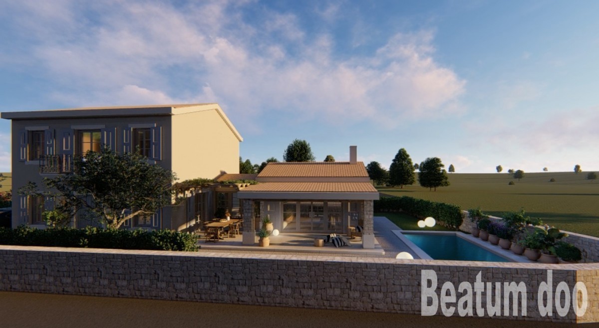Vila z bazenom, popolnoma opremljena, 600 m od morja