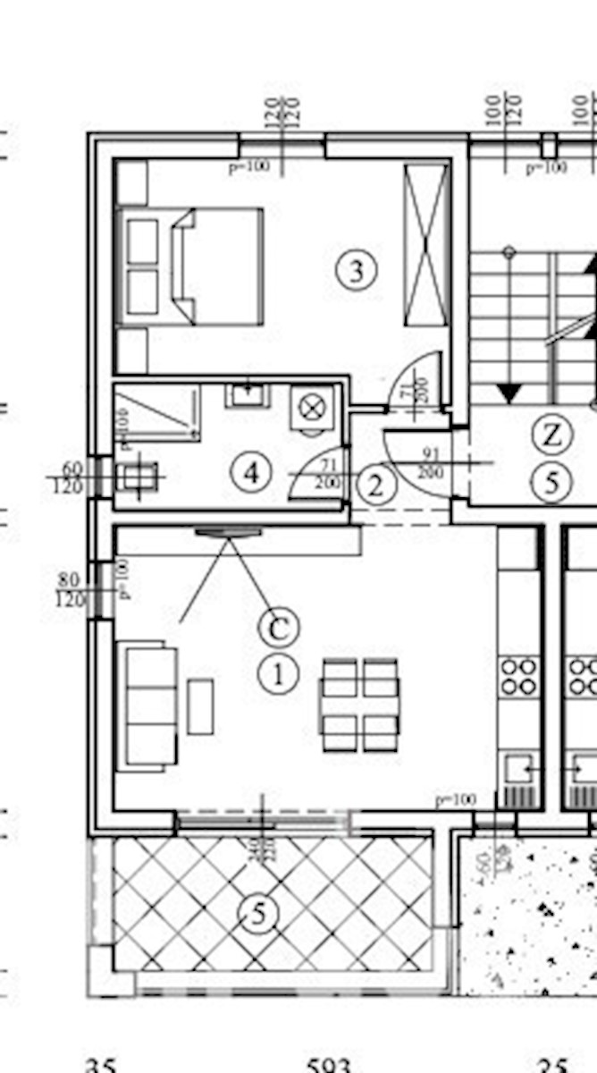 Apartma C v prvem nadstropju, novogradnja, v bližini Poreča