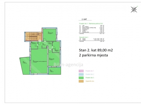 Apartma/Stanovanje Vodice, 89m2