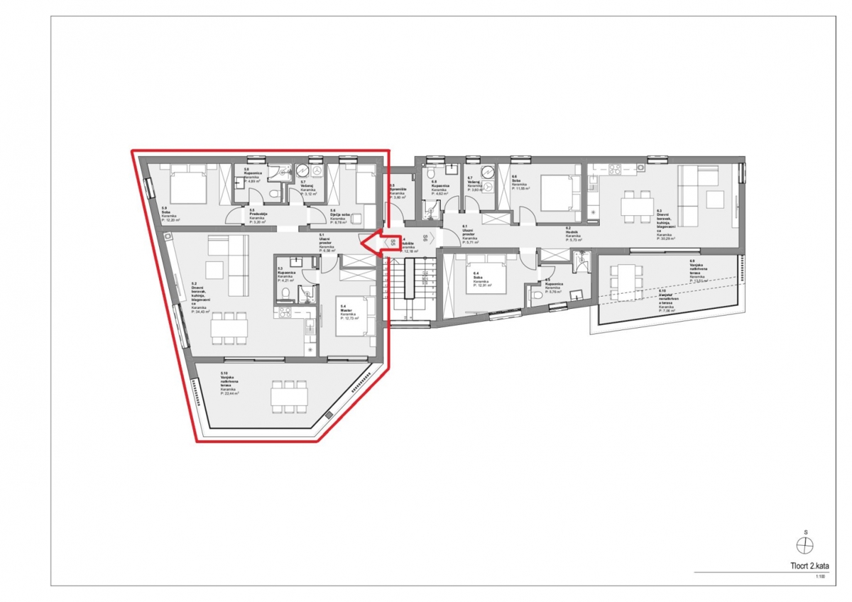 Apartma/Stanovanje Vodice, 112,53m2