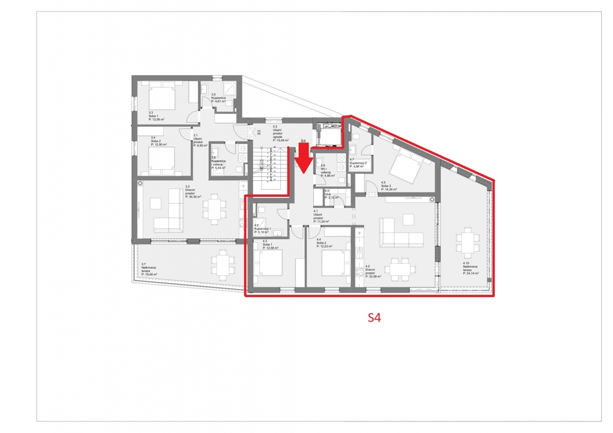 Apartma/Stanovanje Tribunj, 125,55m2