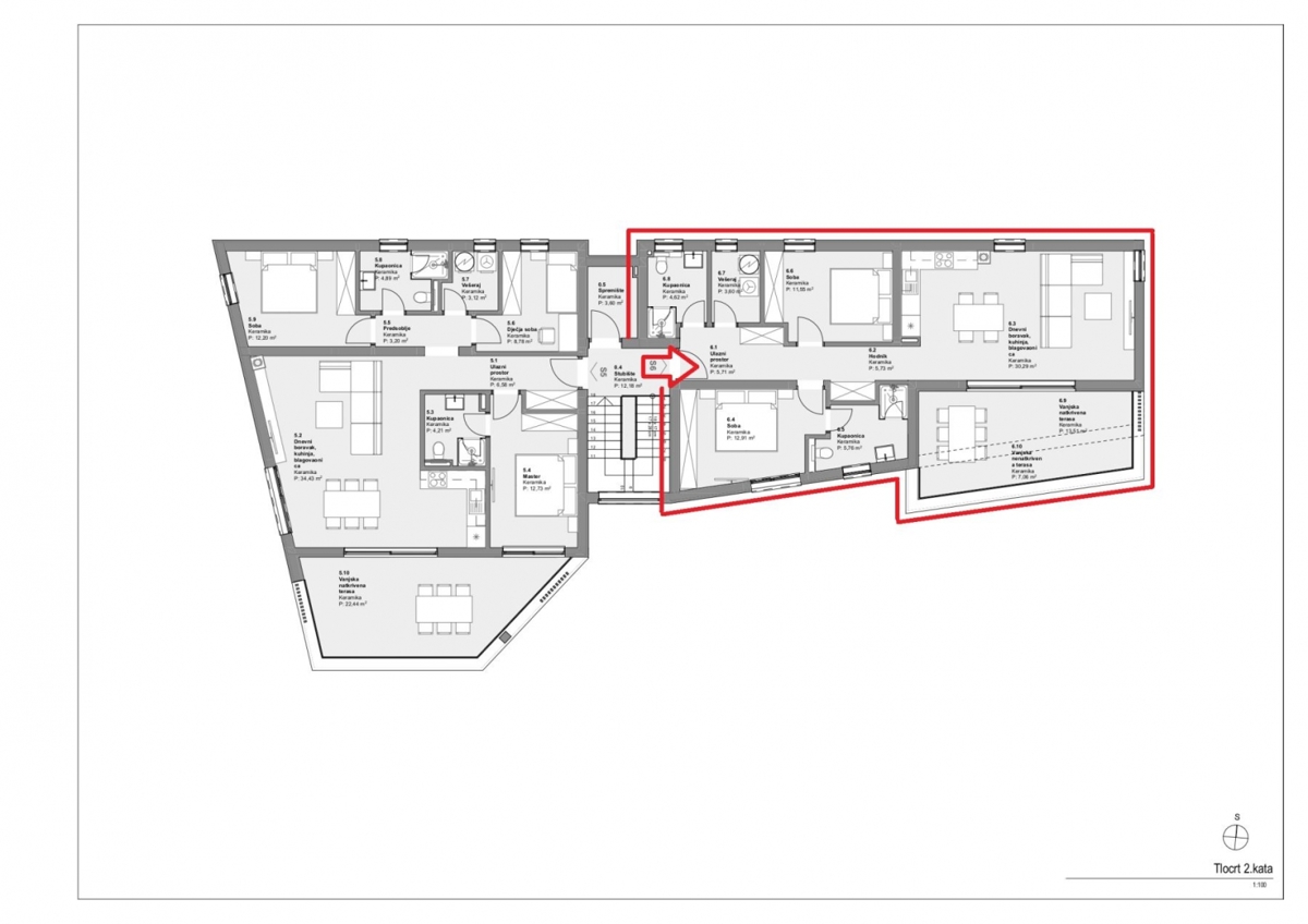 Apartma/Stanovanje Vodice, 100,97m2, blizu morja