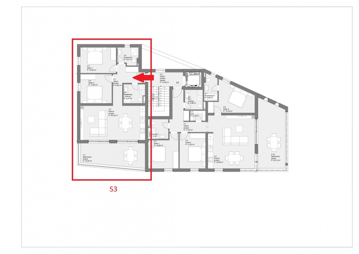 Apartma/Stanovanje Tribunj, 94,49m2