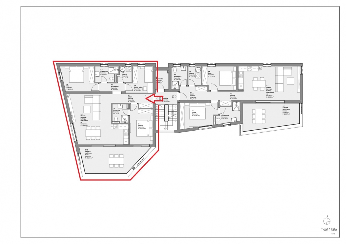 Apartma/Stanovanje Vodice, 112,53m2