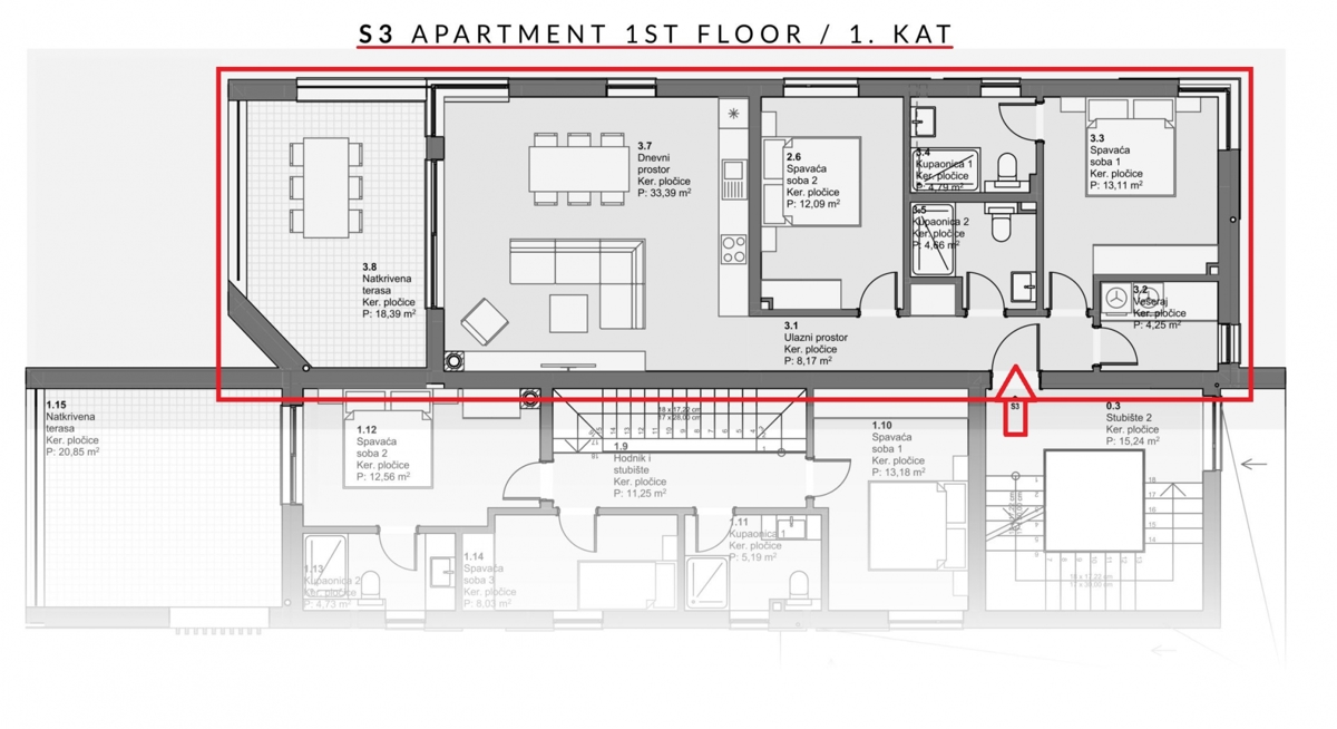 Apartma, novogradnja, Vodice, Hrvaška, 