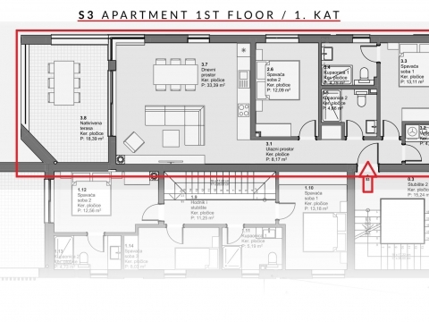 Apartma, novogradnja, Vodice, Hrvaška, 
