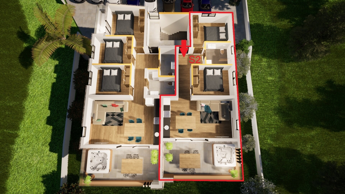 Apartma v pritličju, vrt, zelo blizu plaže, Vodice, 320.000€