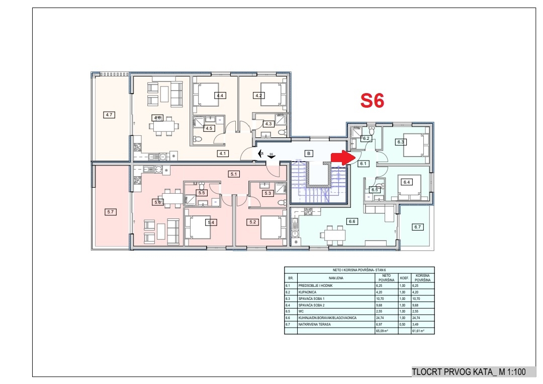 Srima, Vodice, stanovanje v prvem nadstropju, novogradnja