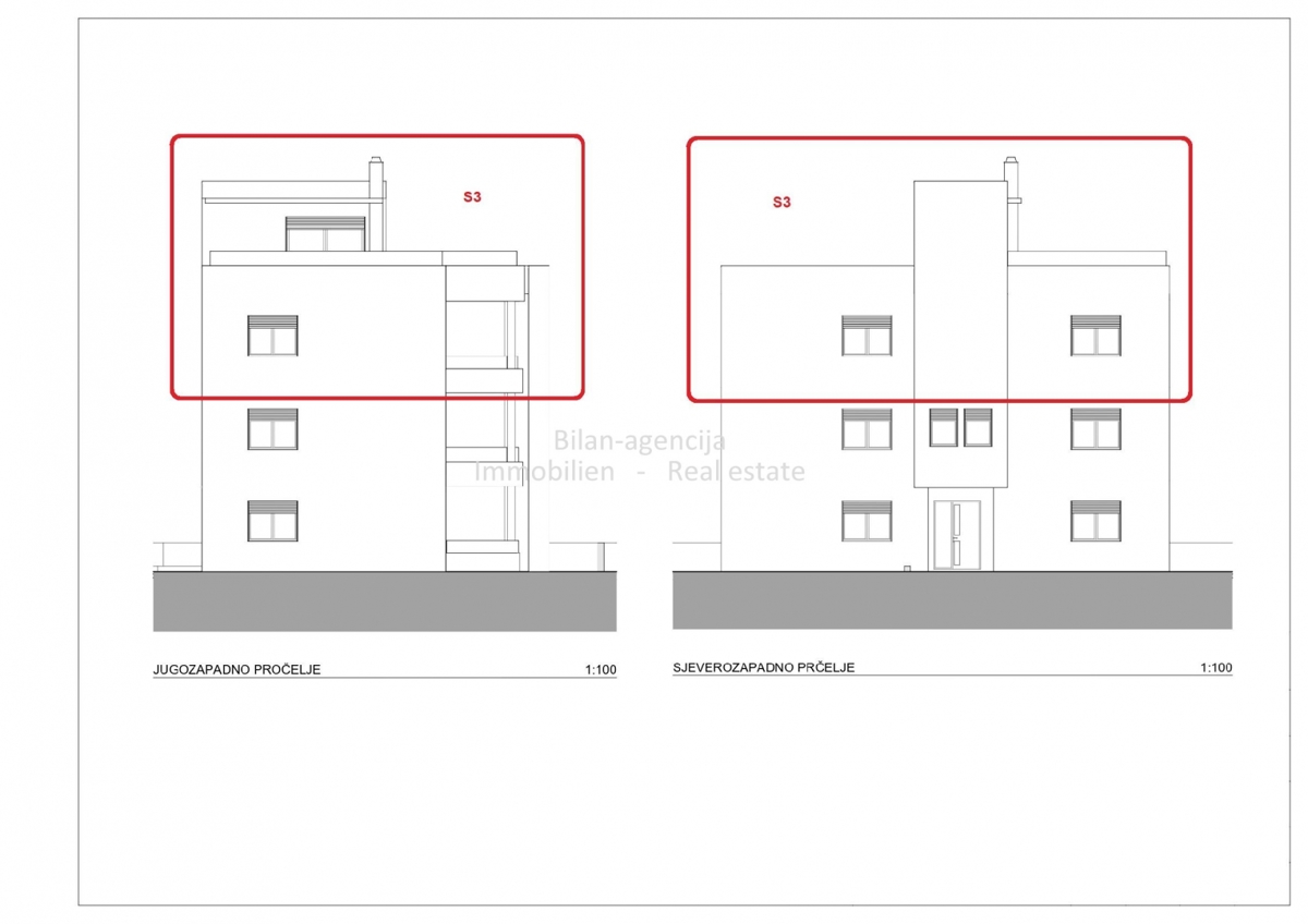 Vodice, 3-sobno stanovanje, strešna terasa
