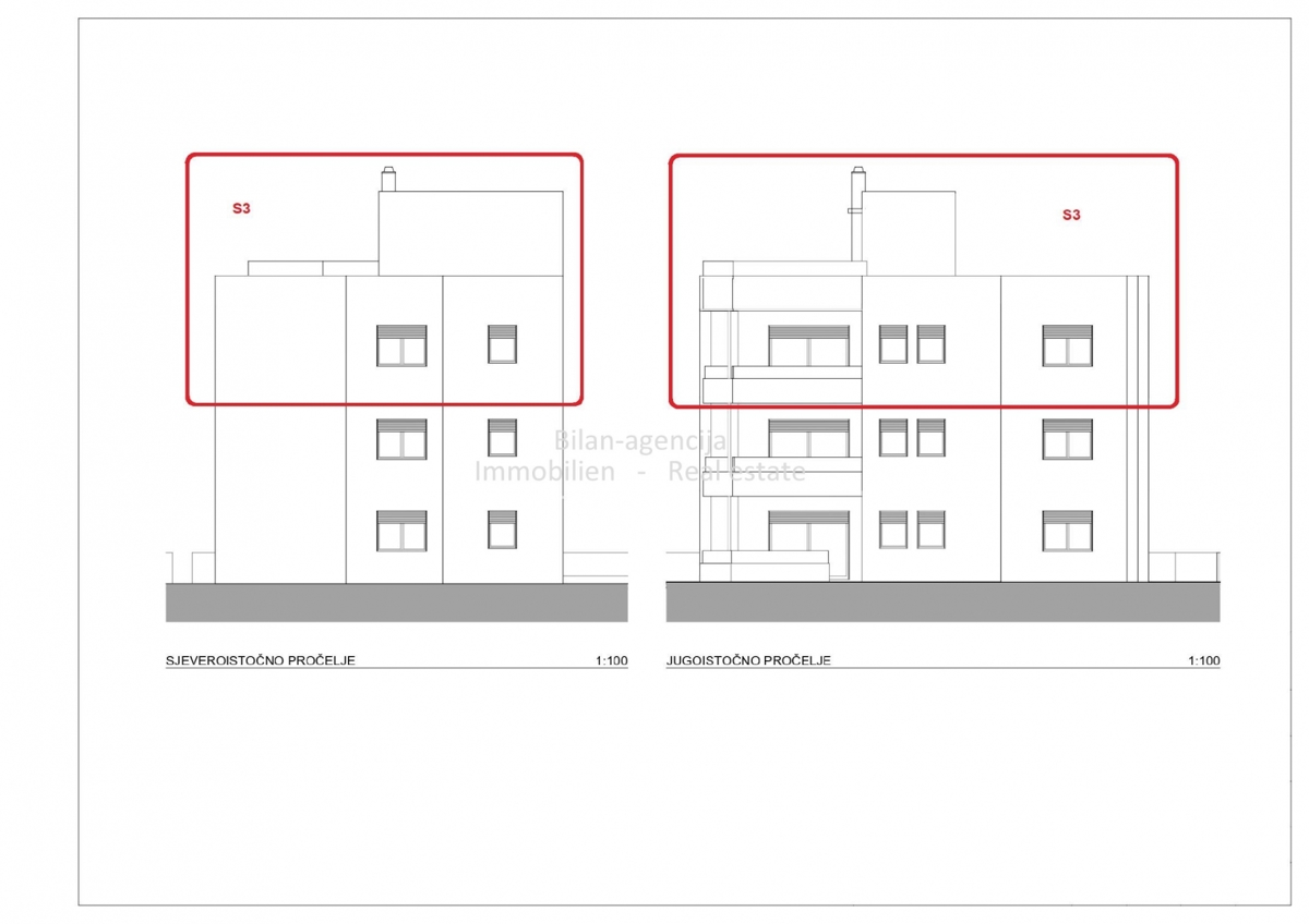 Vodice, 3-sobno stanovanje, strešna terasa