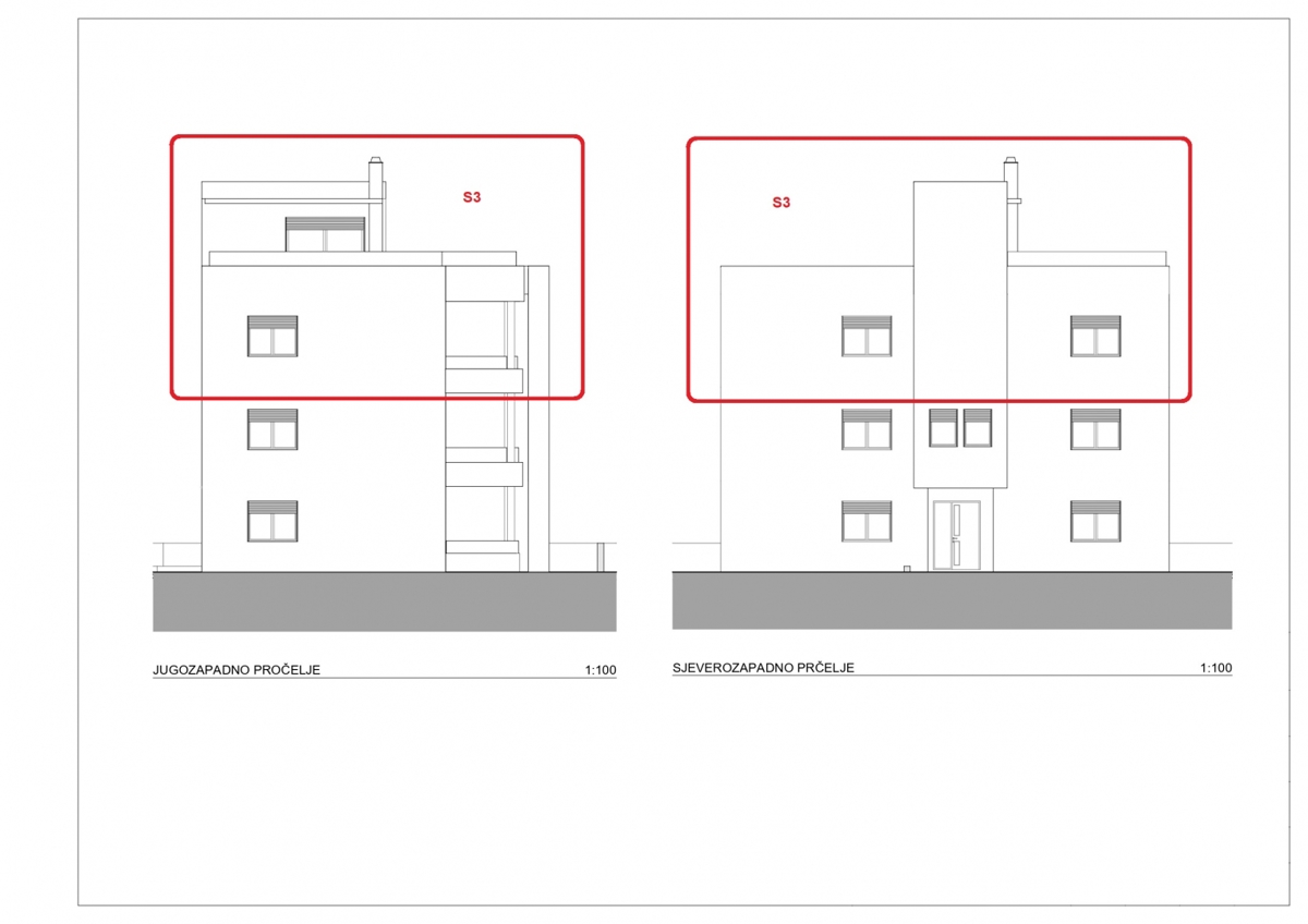 Vodice, 3-sobno stanovanje, strešna terasa