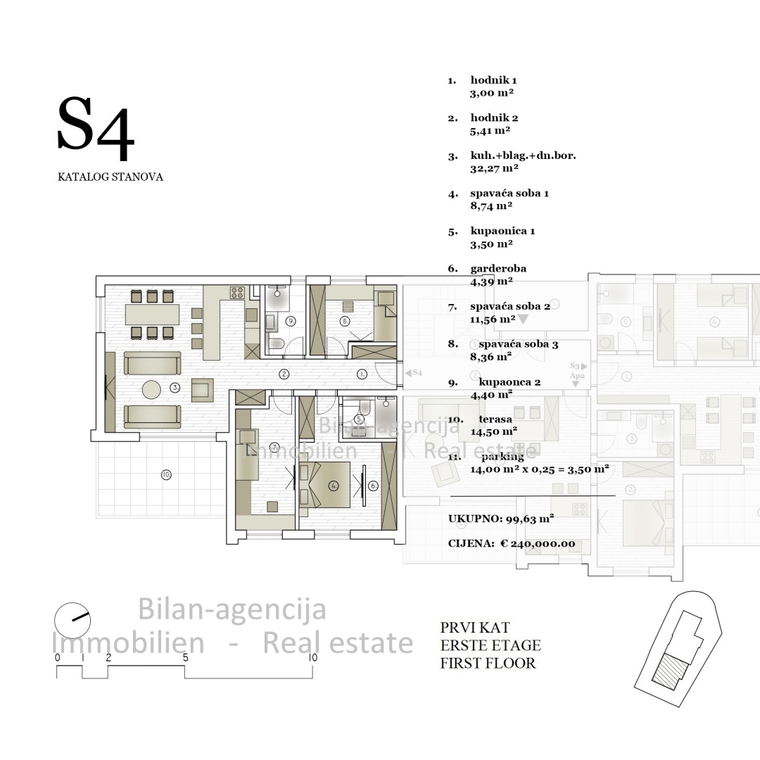 Novogradnja, Stan, 1. kat, 99 m2, Vodice