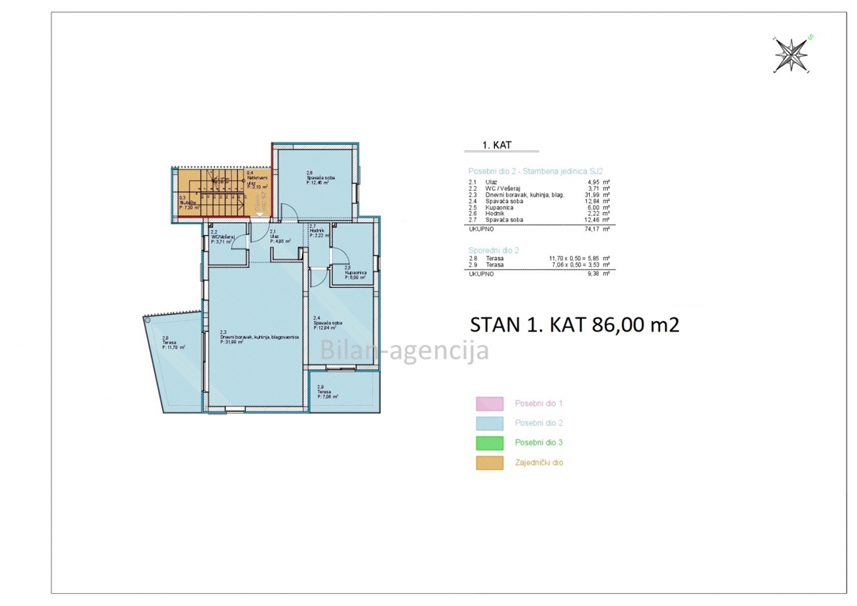 Apartma/Stanovanje Vodice, 86m2, 289000 €,novogradnja