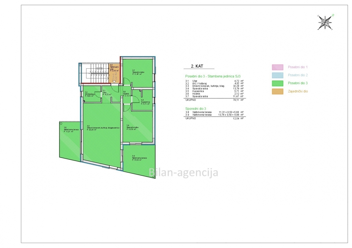 Apartma/Stanovanje Vodice, 92,15m2, 590m od morja