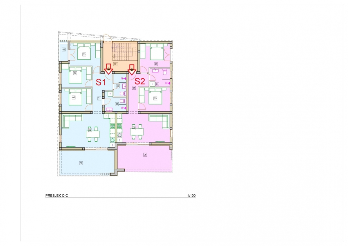 Vodice, apartma blizu mora, prizemlje, 3 spalnice
