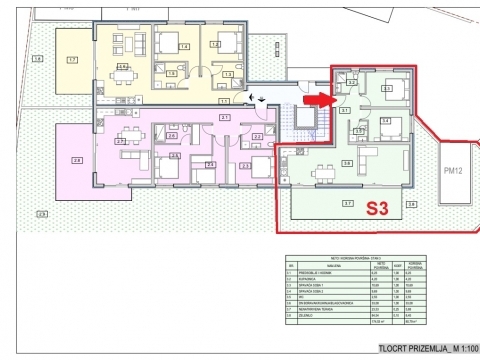 Vodice, Srima, stanovanje v pritličju, 100 m od morja