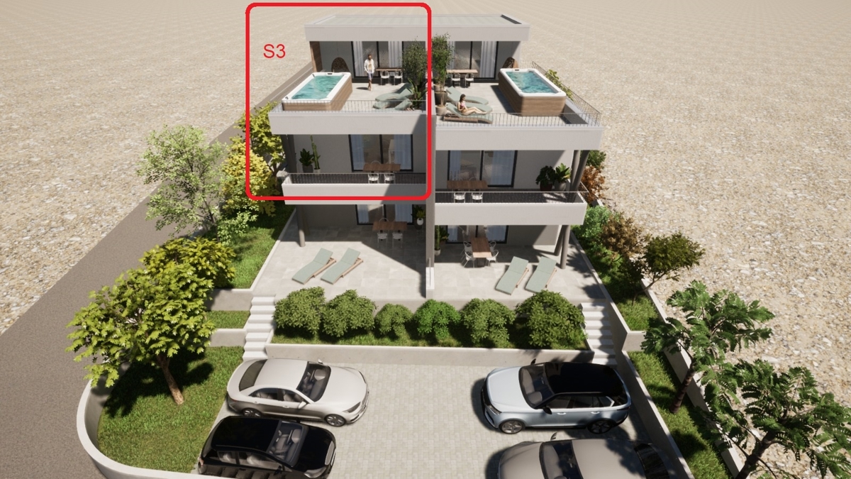 Novo stanovanje s strešno teraso, pogled na morje