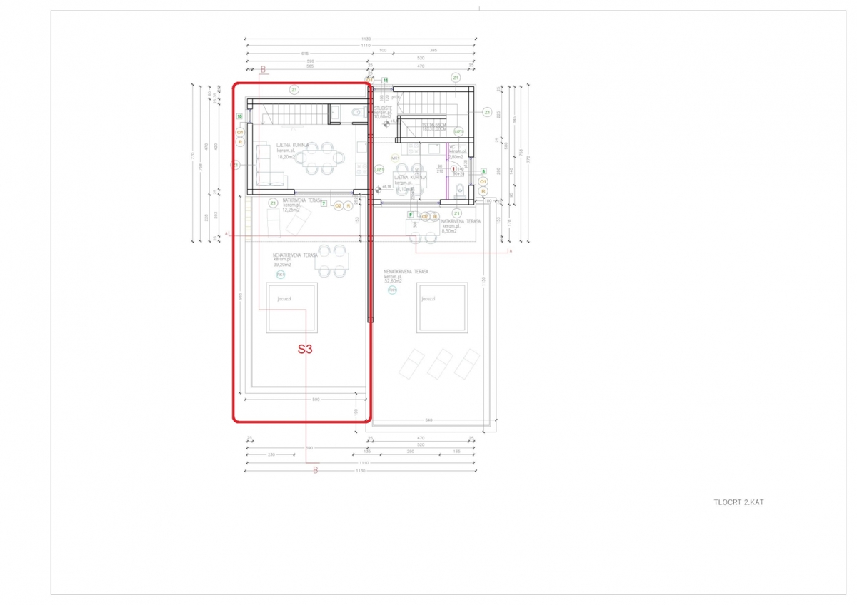 Novo stanovanje s strešno teraso, pogled na morje